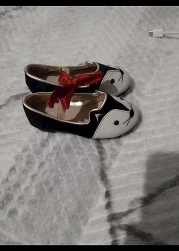 Kız Çocuk Siyah krem Baskılı Babet Ayakkabı - Görsel 2