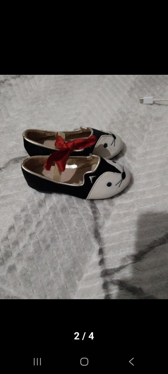 Kız Çocuk Siyah krem Baskılı Babet Ayakkabı - Görsel 2