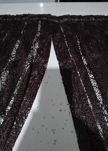 Koyu Kahverengi Gotik Tül Perde - Görsel 2