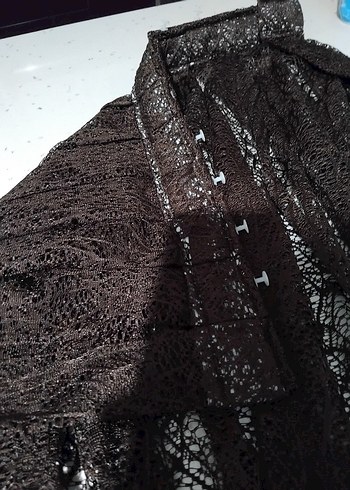 Koyu Kahverengi Gotik Tül Perde - Görsel 4