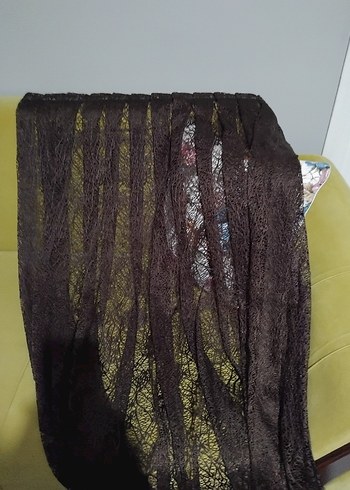 Koyu Kahverengi Gotik Tül Perde - Görsel 7