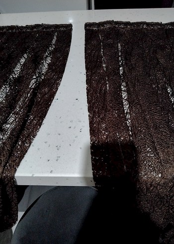 Koyu Kahverengi Gotik Tül Perde - Görsel 3