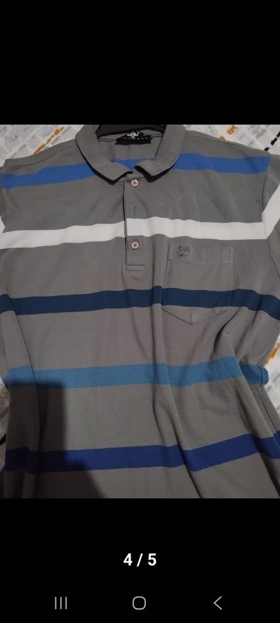 Gri Düğmeli Erkek Polo yaka kigili marka - Görsel 5