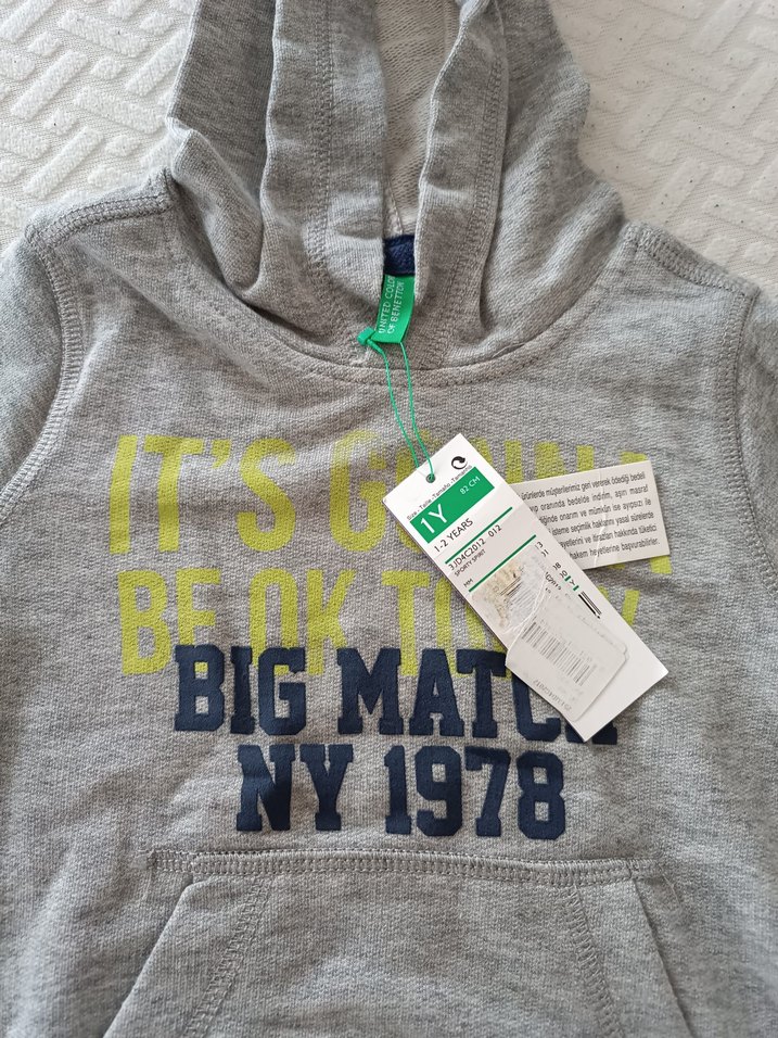 Gri Kapüşonlu Erkek Çocuk Sweatshirt - Görsel 3