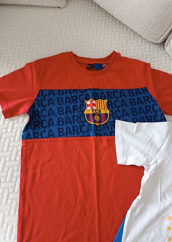 Beyaz Real Madrid ve Barcelona Baskılı Kısa Kollu t-shirt - Görsel 5
