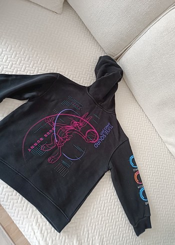 Kız Çocuk Siyah Kapüşonlu Sweatshirt - Görsel 5