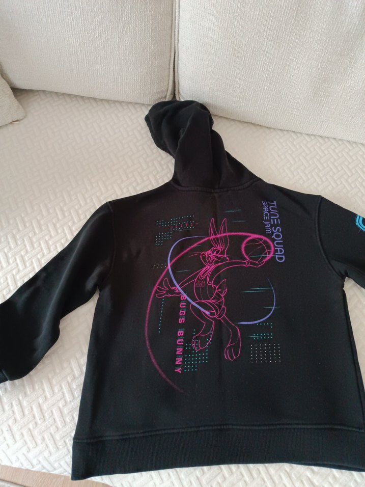 Kız Çocuk Siyah Kapüşonlu Sweatshirt - Görsel 4