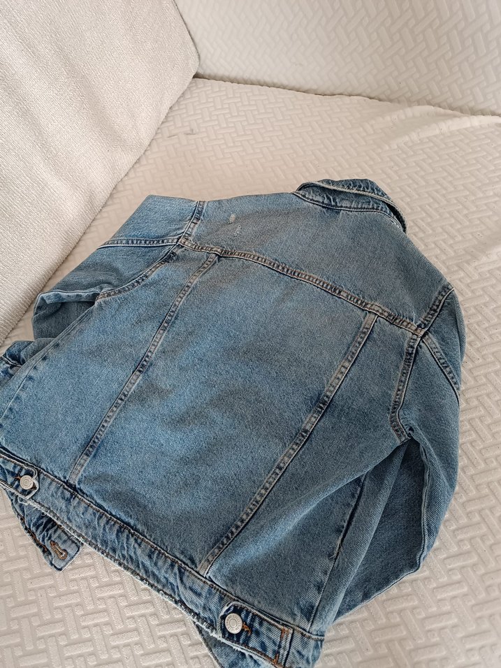 Düğmeli Mavi erkek çocuk Denim Ceket - Görsel 4