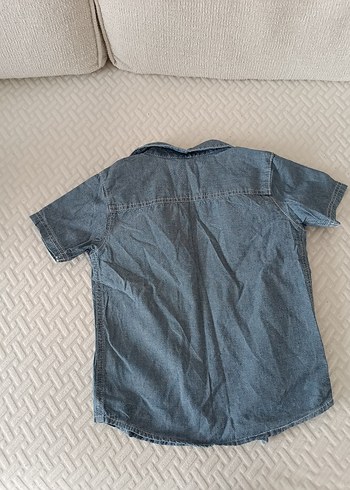 Gri Denim Düğmeli Erkek Çocuk carters Gömlek - Görsel 5