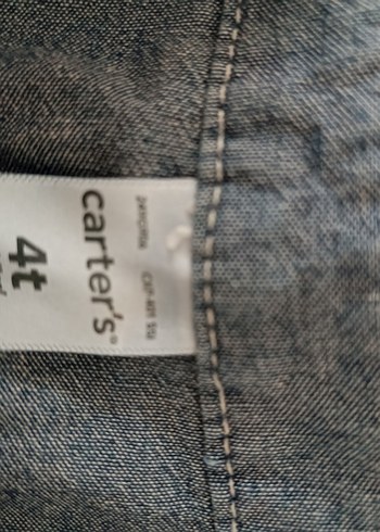 Gri Denim Düğmeli Erkek Çocuk carters Gömlek - Görsel 4