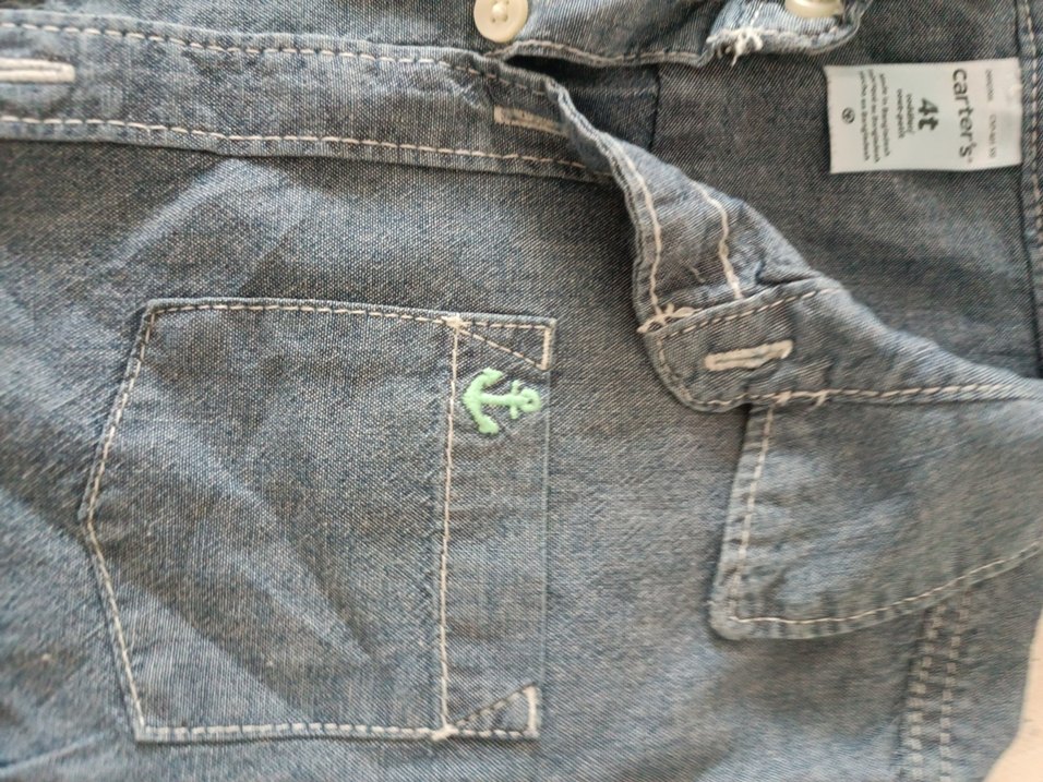 Gri Denim Düğmeli Erkek Çocuk carters Gömlek - Görsel 3