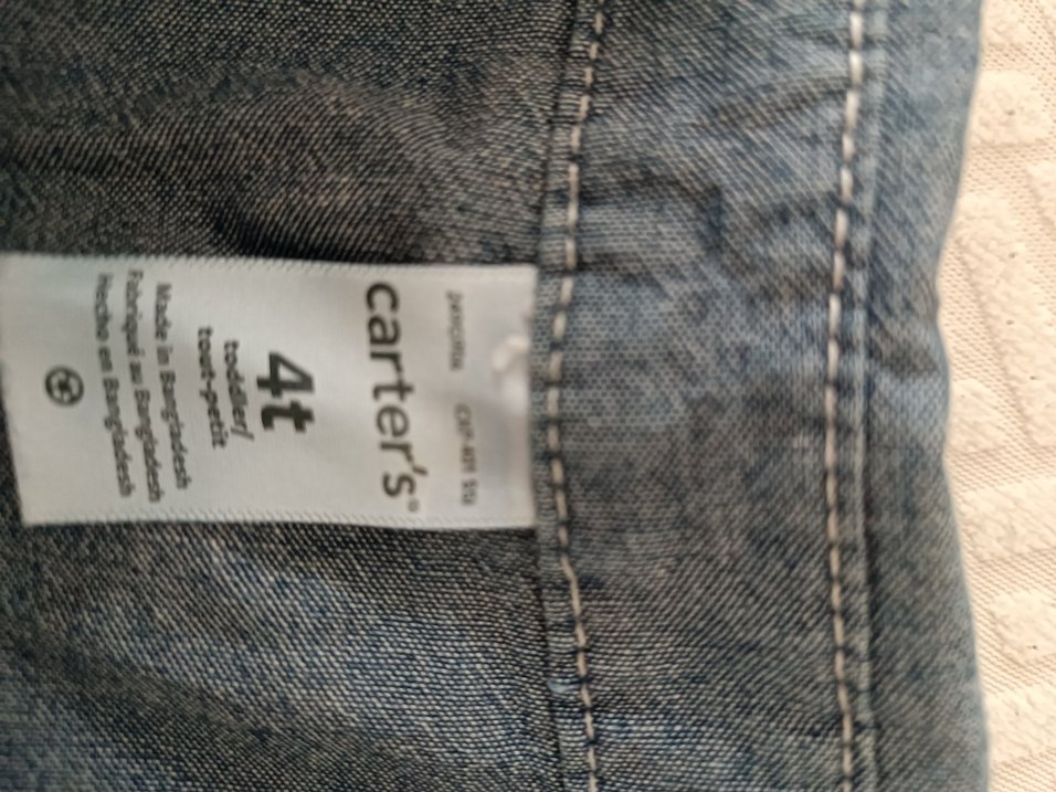 Gri Denim Düğmeli Erkek Çocuk carters Gömlek - Görsel 4