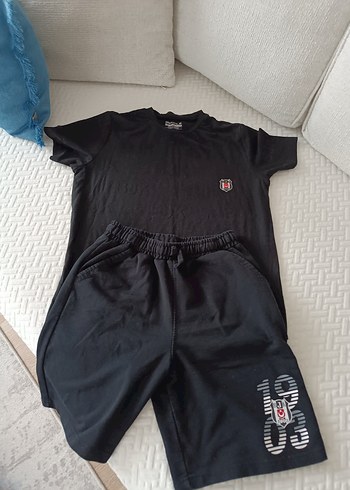 Erkek Siyah Pamuklu Rahat Kesim Şortve tshirt - Görsel 3