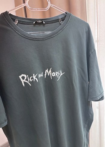 Addax Gri Baskılı Rock Punk Oversize Tişört