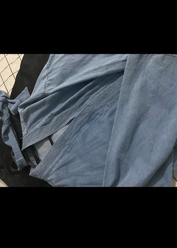 Kadın Mavi Batik Desenli Salaş Kot Ceket - Görsel 2