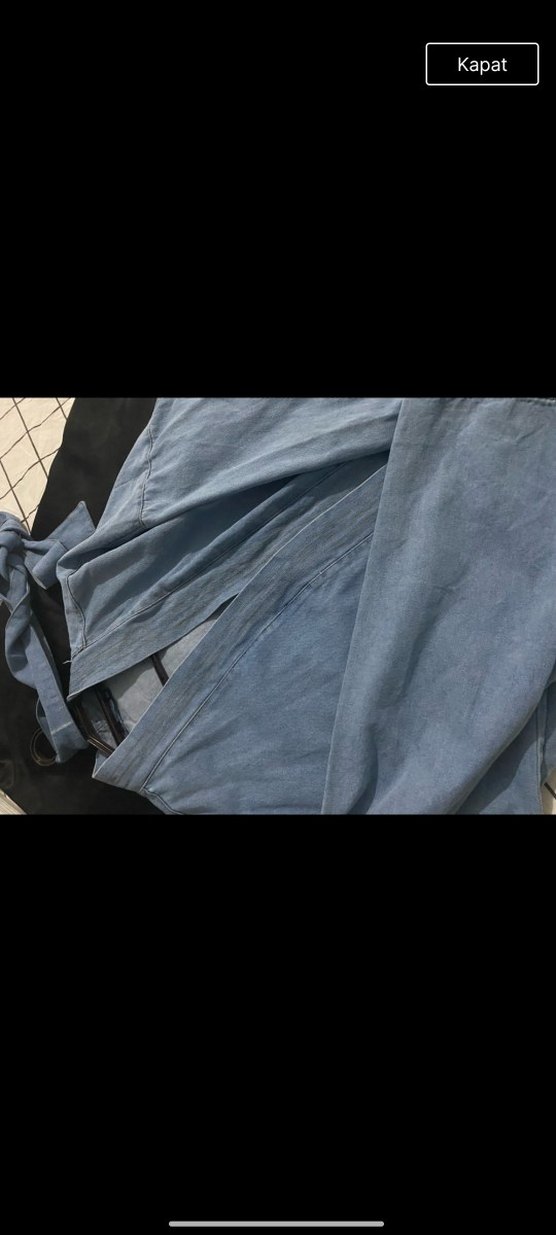 Kadın Mavi Batik Desenli Salaş Kot Ceket - Görsel 2