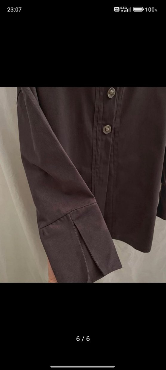 Düğmeli Midi Bej Keten Kadın Trençkot gömlek tesettür - Görsel 3