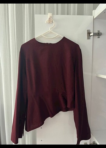 Bordo Uzun Kollu Drapeli Kadın Elbise - Görsel 4