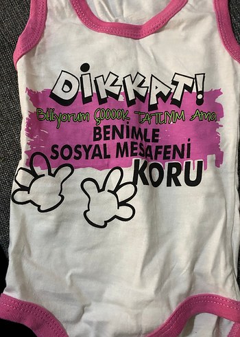 Pembe Baskılı Kolsuz Bebek Body - Görsel 2