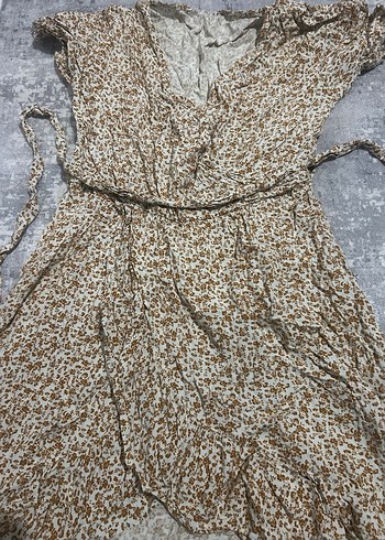 Bej kısa Bohem Kadın Elbise - Görsel 2