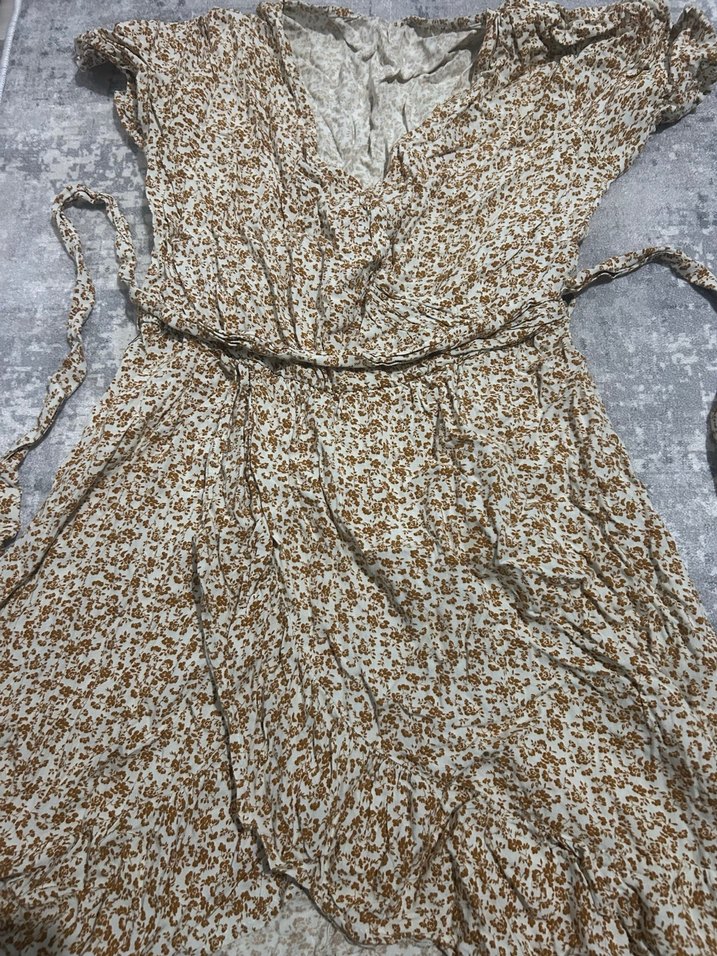 Bej kısa Bohem Kadın Elbise - Görsel 2