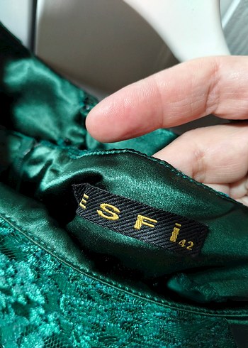 Yeşil Dantel  Uzun Abiye Elbise - Görsel 3