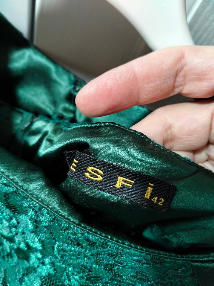 Yeşil Dantel  Uzun Abiye Elbise - Görsel 3