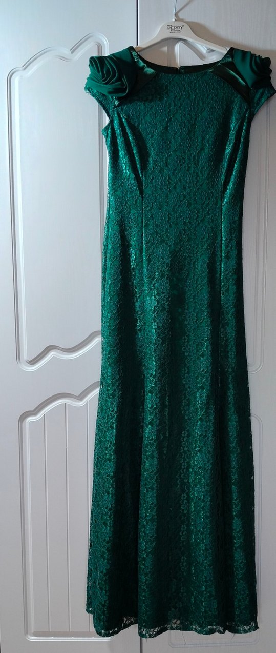 Yeşil Dantel  Uzun Abiye Elbise - Görsel 2