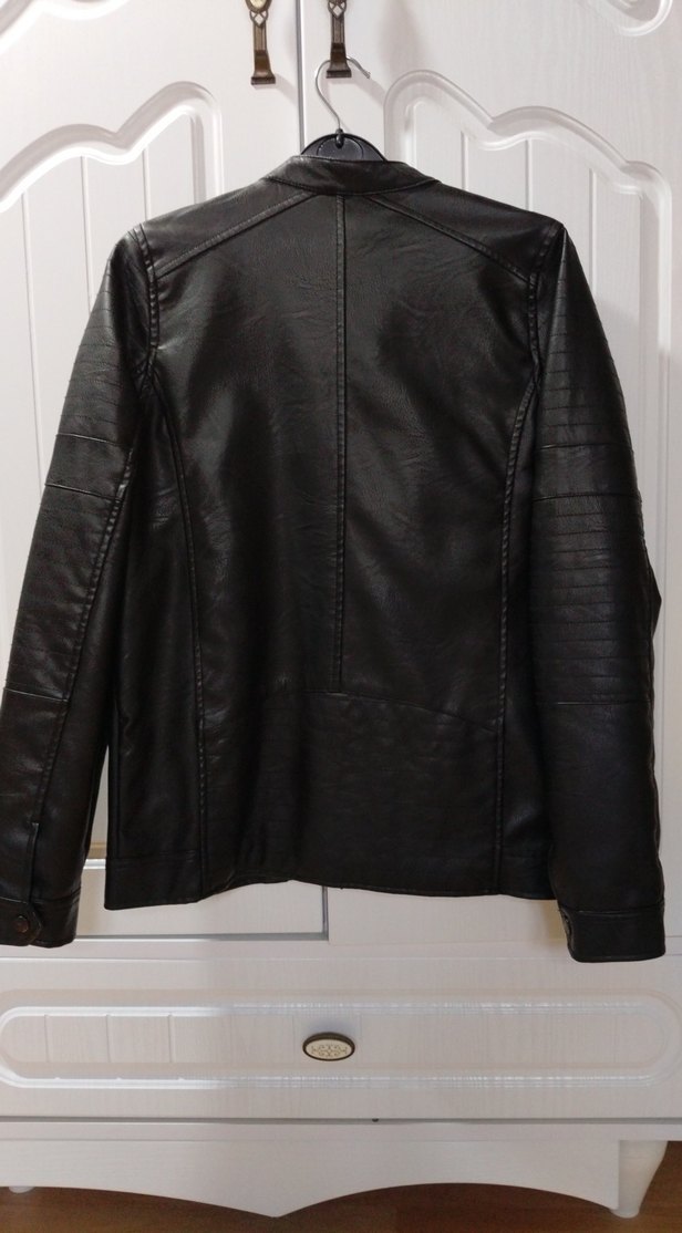 Erkek çocuk Siyah Deri Biker Ceket - Görsel 3