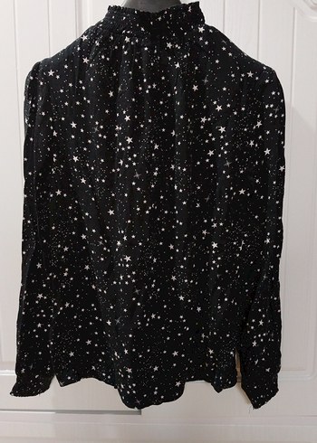 Yıldız Desenli Uzun Kollu Siyah Bluz - Görsel 4