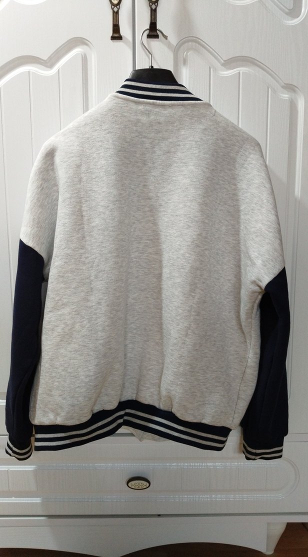 Düğmeli Gri Kadın kolej Ceket - Görsel 3