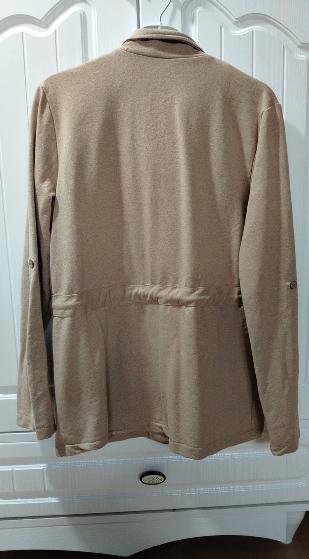 Bej Düğmeli Midi Kadın Ceket - Görsel 3