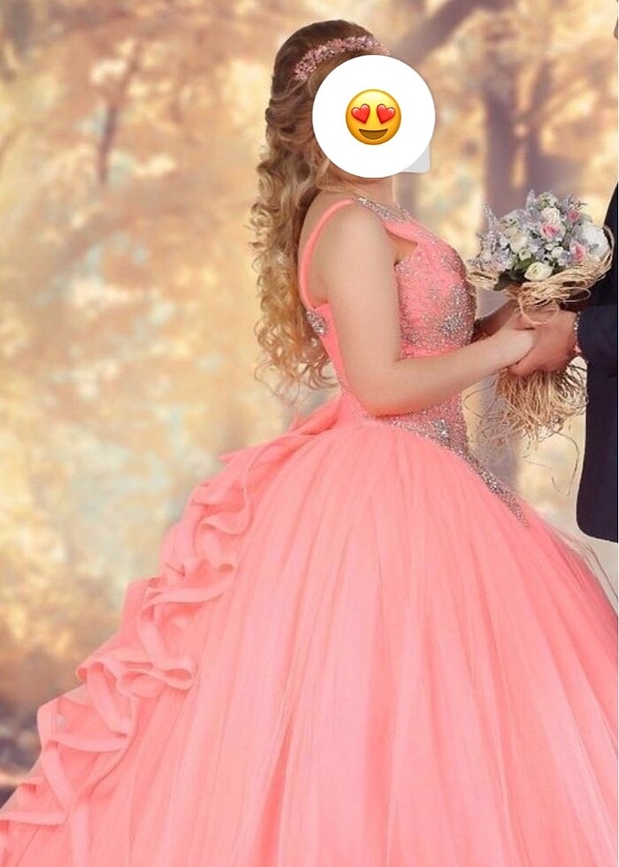 Nişanlık kabarık pembe tuvalet - Görsel 3