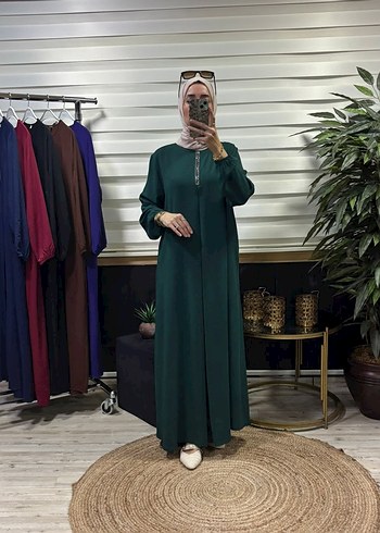 Nakış Detaylı Lacivert Uzun Elbise - Görsel 4