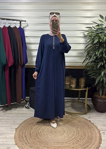 Bordo Nakışlı Uzun Salaş Kadın Elbise - Görsel 7