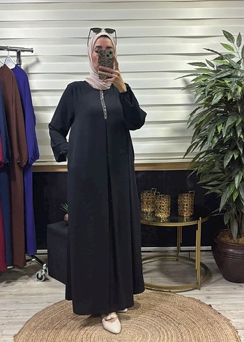 Nakışlı Yeşil Uzun Salaş Kadın Elbise - Görsel 2