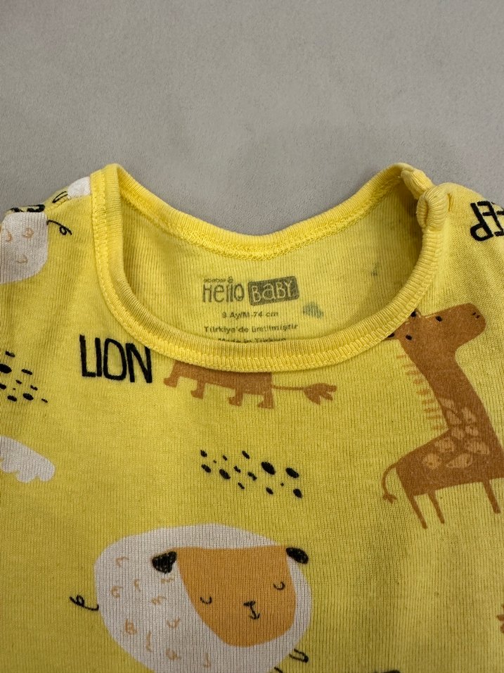 Sarı Desenli Kısa Kollu Bebek Zıbını - Görsel 3