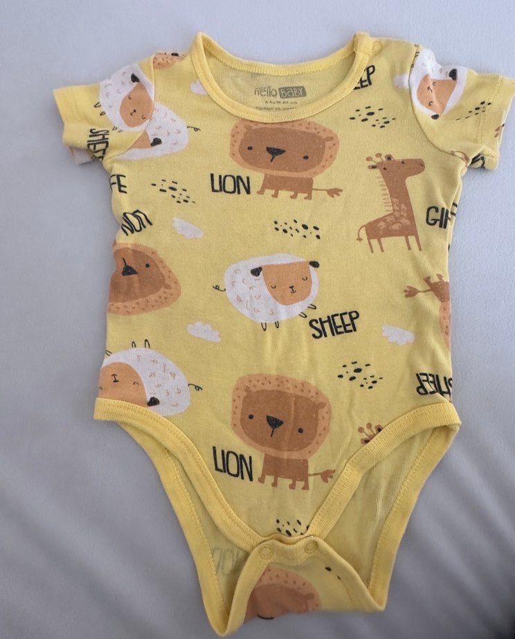 Sarı Pamuklu Kısa Kollu Bebek Body - Görsel 2