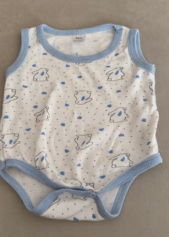 Mavi Dantelli Erkek Bebek Kolsuz Body - Görsel 4