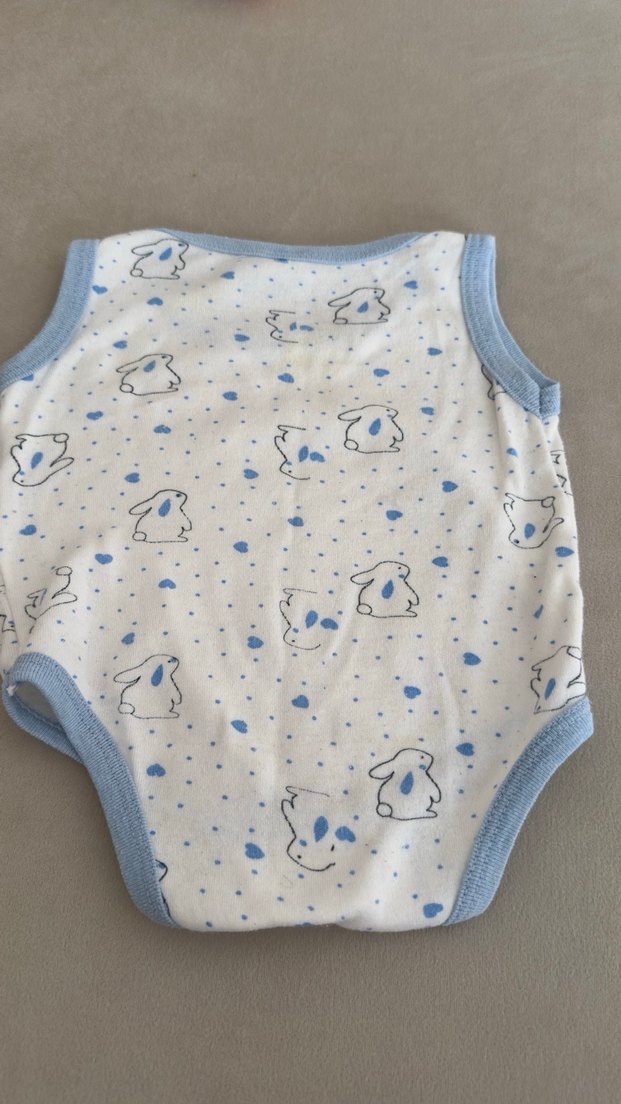 Mavi Dantelli Erkek Bebek Kolsuz Body - Görsel 2