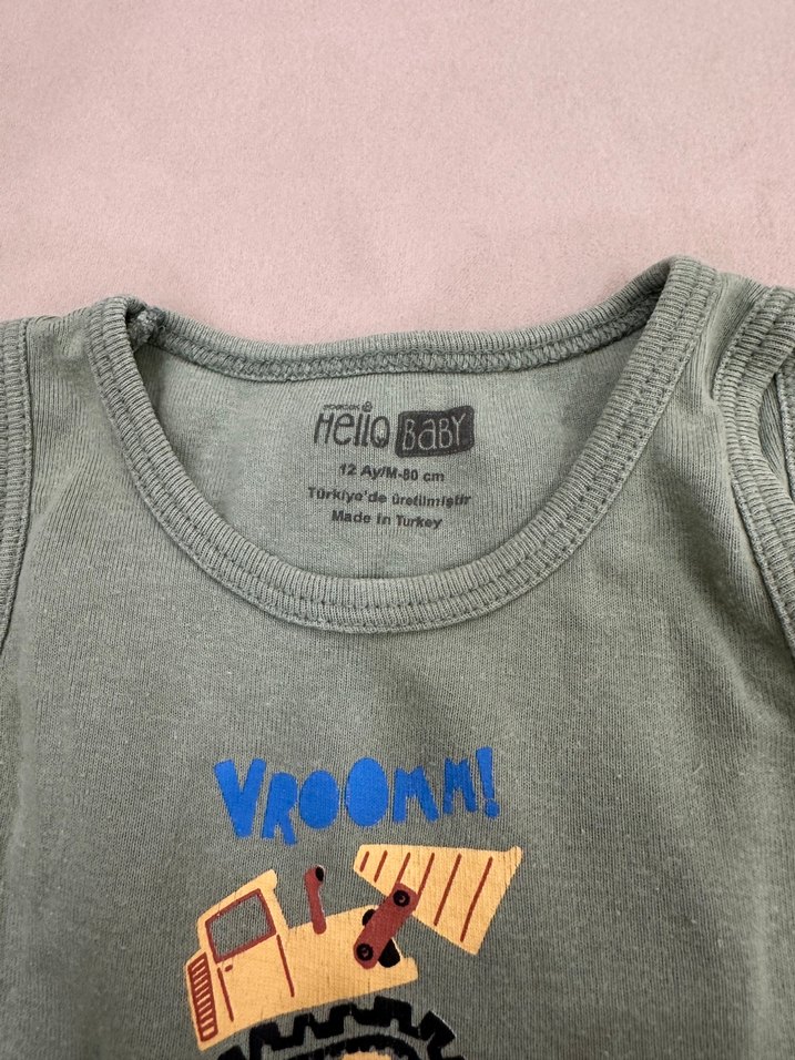 Haki Erkek Bebek Kolsuz Body - Görsel 3