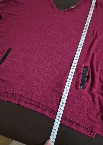 Bordo V Yaka cepli Kadın Kazak - Görsel 6