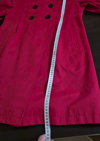 Kırmızı  Midi Kabanı Çift Düğmeli - Görsel 7