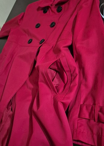 Kırmızı  Midi Kabanı Çift Düğmeli - Görsel 9