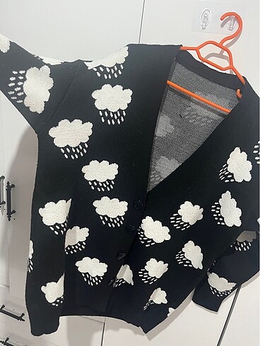 xl Beden Bulut desenli oversize hırka