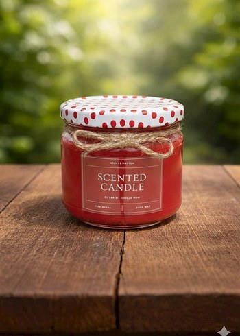 Kırmızı Kokulu Mum Kavanozda - Görsel 2