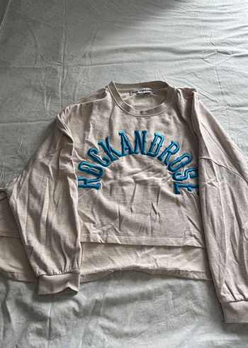 Bej Baskılı Kadın Sweatshirt