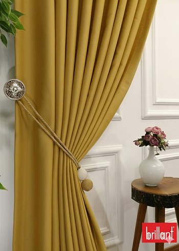 BİRİLLANT DELUXE HARDAL SARISI FON PERDE - Görsel 2