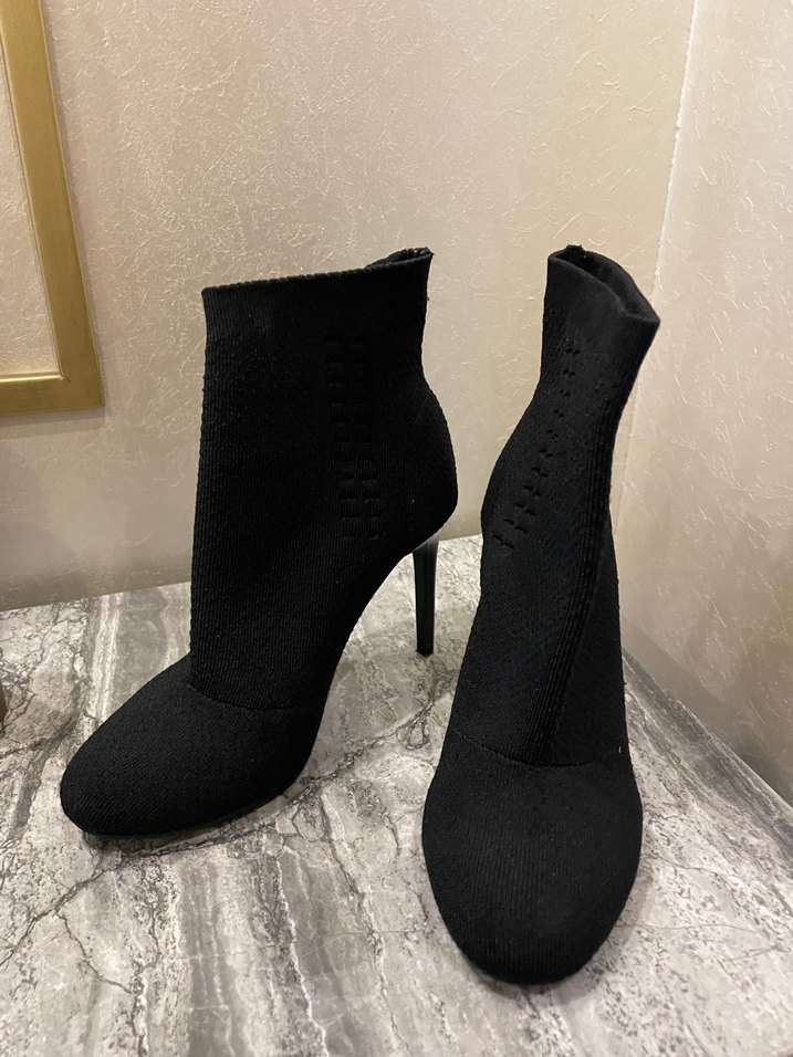 Siyah çorap Örme Topuklu Bot bootie - Görsel 2