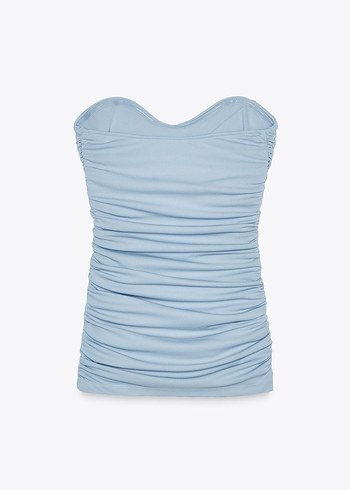 Zara Zara Mavi Drapeli Straplez Mini Bustiyer